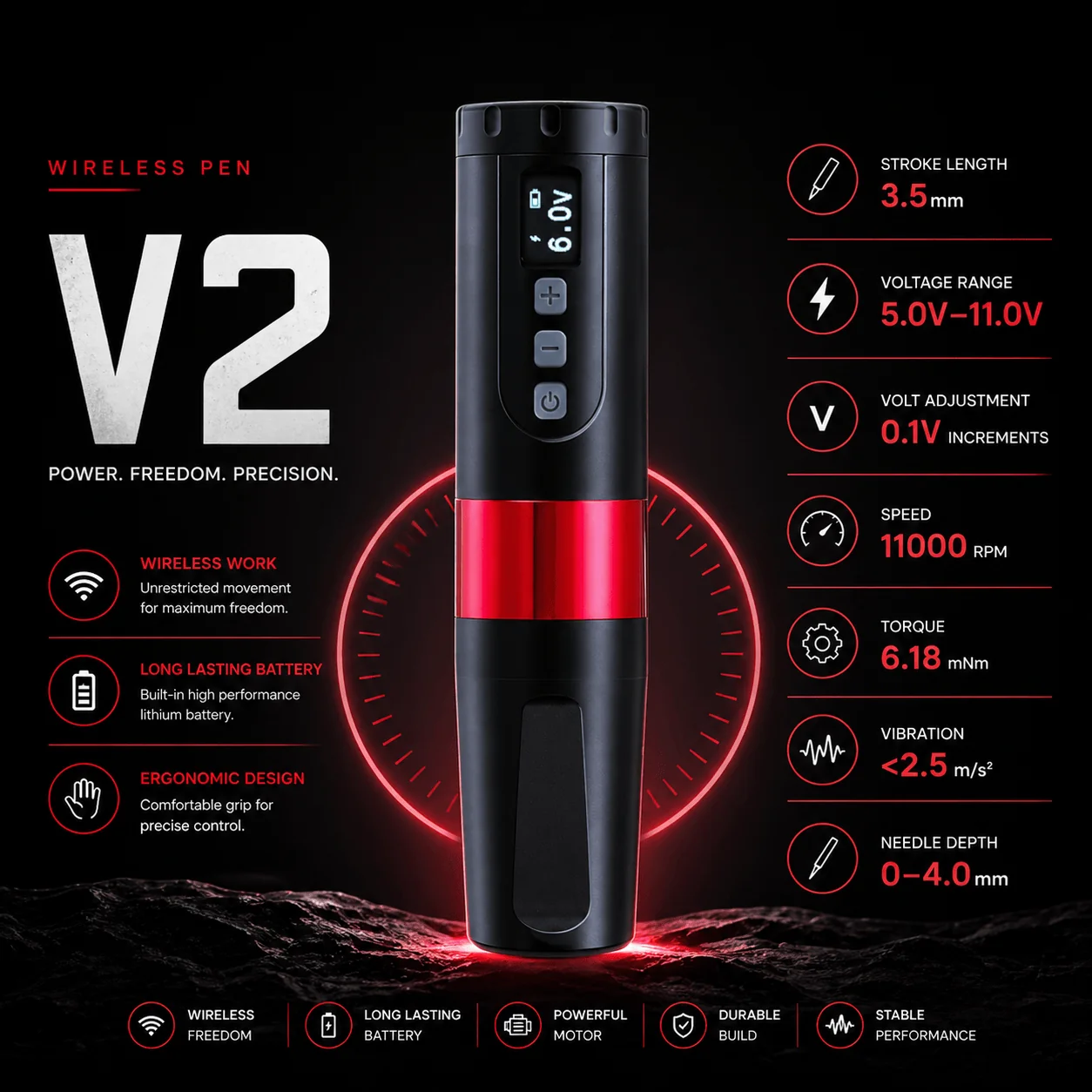 Bronc V2 1 BRONC V2 WIRELESS TATTOO PEN 3.5MM STROKE - Image 1