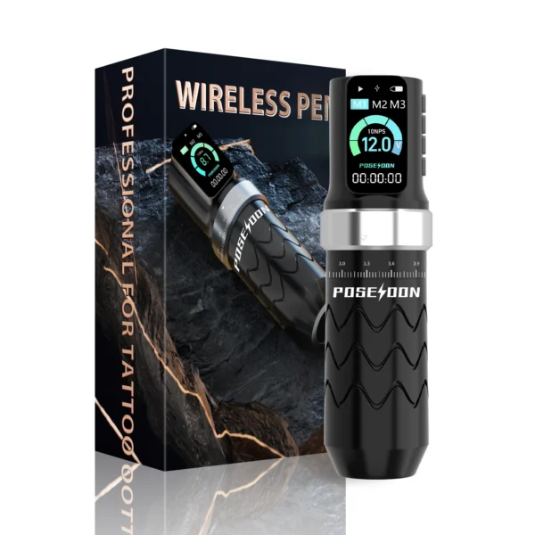 POSEIDON BLK ADJUSTABLE WIRELESS TATTO PEN