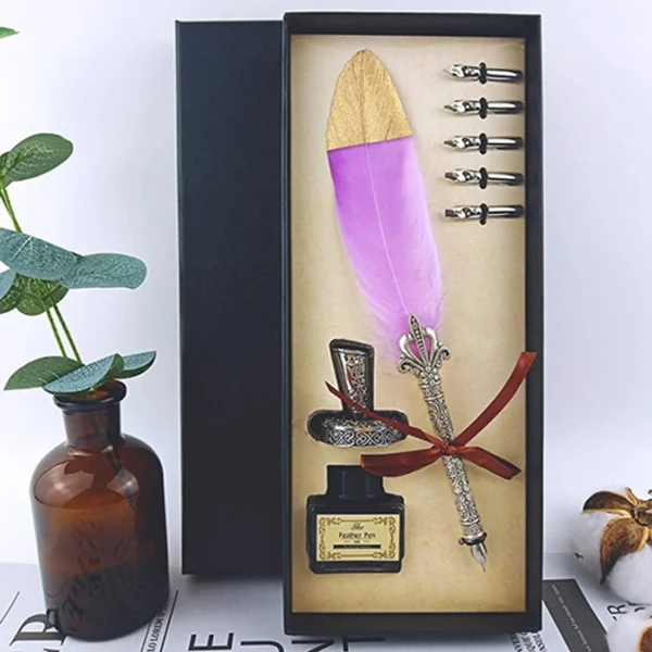 CALIGRAPHY WRITING FEATHER QUILL INK DIP PEN C2