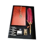 CALIGRAPHY WRITING FEATHER QUILL INK DIP PEN WITH LEATHER RICE PAPER NOTEBOOK C3 - Image 8