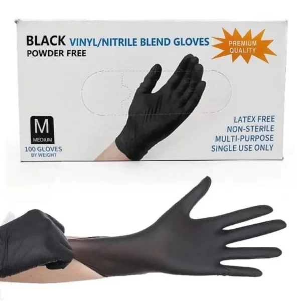 BLACK NITRILE TATTOO GLOVES 100 PCS