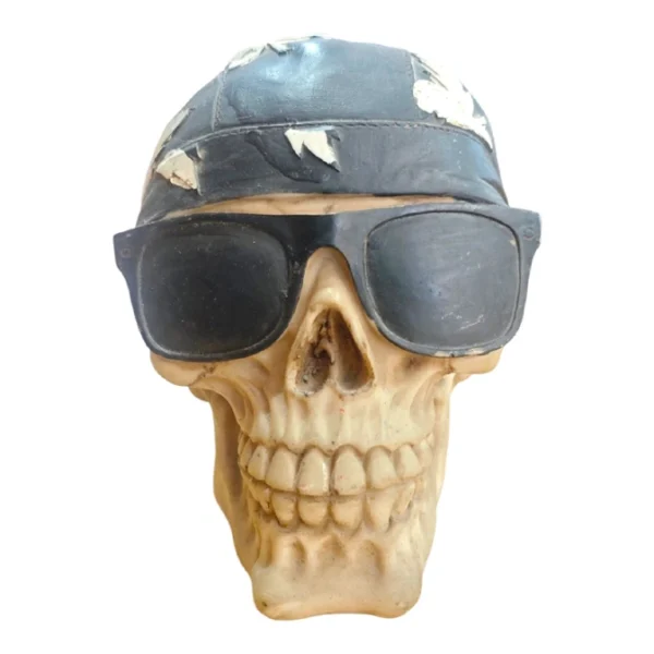 SKULL BIKER WITH BLACK BANDANA & SUNGLASSES