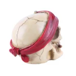 SKULL PIRATE STATUE WITH RED ROSE SMALL SKELETON HALLOWEEN FIGURE - Image 4