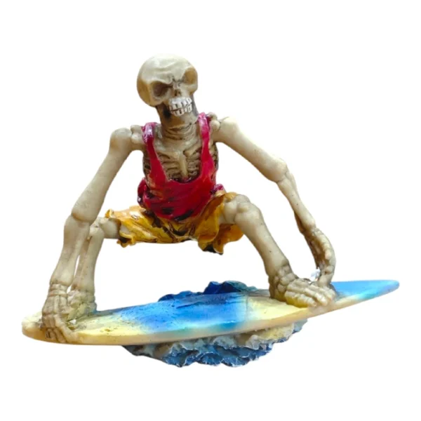 SKELETON ON SURFBOARD