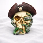 SKULL WITH HAT AND OCTOPUS TENTACLES STATUE