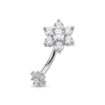 FLOWER SHAPED BELLY BUTTON/NAVEL RING (SILVER) - Image 2