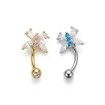 CRYSTAL BUTTERFLY SHAPED PURE STAINLESS STEEL BELLY RING - Image 2