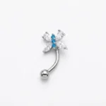 CRYSTAL BUTTERFLY SHAPED PURE STAINLESS STEEL BELLY RING - Image 4