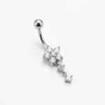 FLOWER SHAPED CRYSTAL & DROP DANGLE BELLY RING