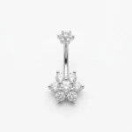 FLOWER SHAPED BELLY BUTTON/NAVEL RING (SILVER)